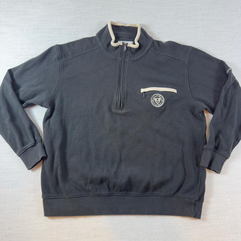Brown Golf Pullover Mens L Gray 1/4 Zip Whispering Pines Country Club Cotton